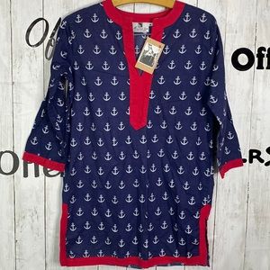 Malabar Bay Anchor Nautical Beach Cover Dress M